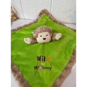 Okie Dokie Baby Security Blanket Monkey Wild for Mommy Lime Green Plush
